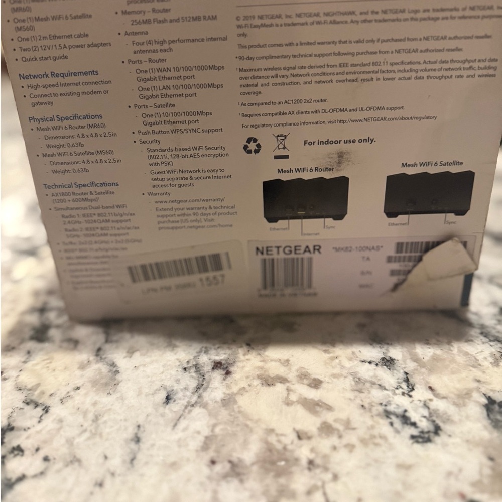 Used Netgear Mesh WiFi 6 Router and Satellite.
